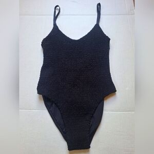 NWOT Boamar Womens Black One Piece Swimwear Smocked Front Scoop Back Size M